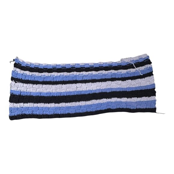 Handmade Blue & White Striped Crochet Blanket Wheelchair Lap Chair Throw READ - Picture 2 of 4